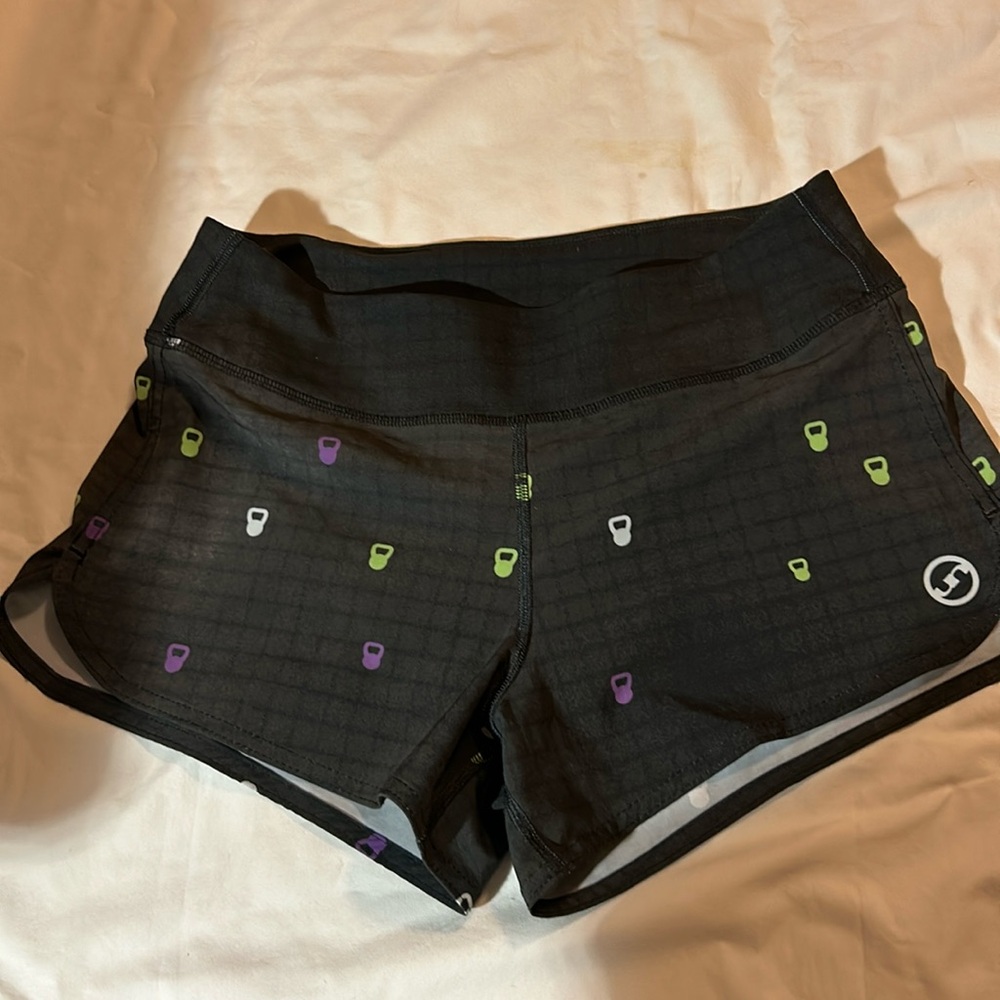 UN92 Women’s Black W/Dumbbells waist zip pocket Built in Underwear / 6 USA-EUC